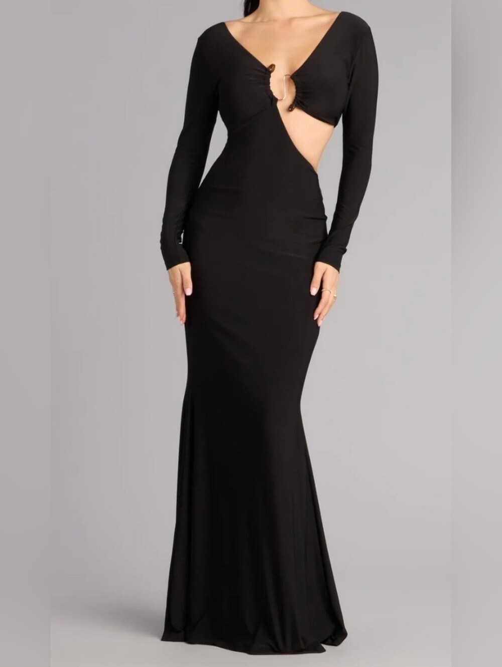 NWT Windsor Black Long Sleeve Cutout Ring Barbara Formal Dress SZ XL